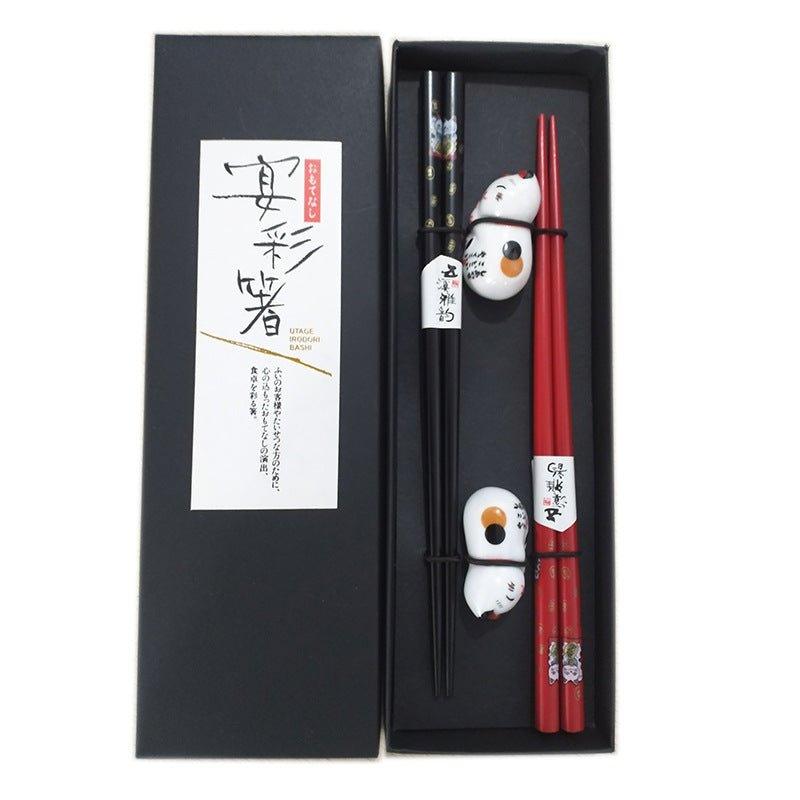 Japanese Maneki-neko (Lucky Cat) Chopstick Set