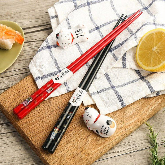 Japanese Maneki-neko (Lucky Cat) Chopstick Set