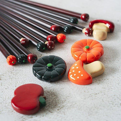 Japanese Handcrafted Fall Seasonal Produce Themed Chopsticks