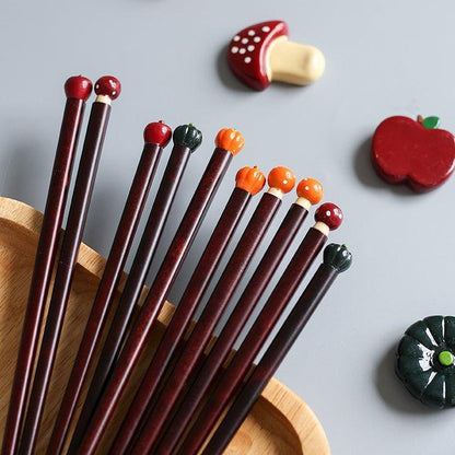 Japanese Handcrafted Fall Seasonal Produce Themed Chopsticks
